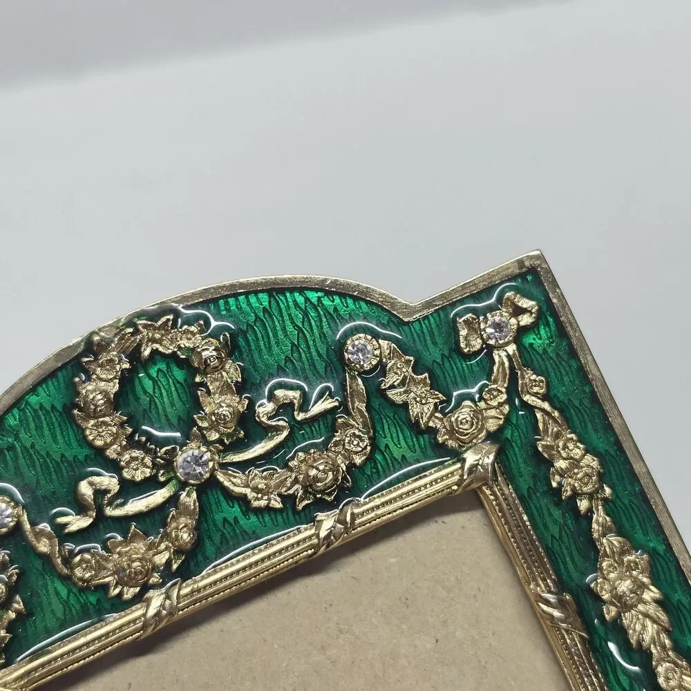 Terragrafics French Empire Green Enamel Bows Swags Picture Frame Vintage 80s